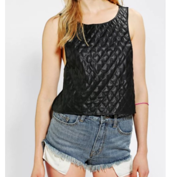 Urban Outfitters Tops - Urban Outfitters Sparkle & Fade Quilted Vegan Leather Muscle Tank